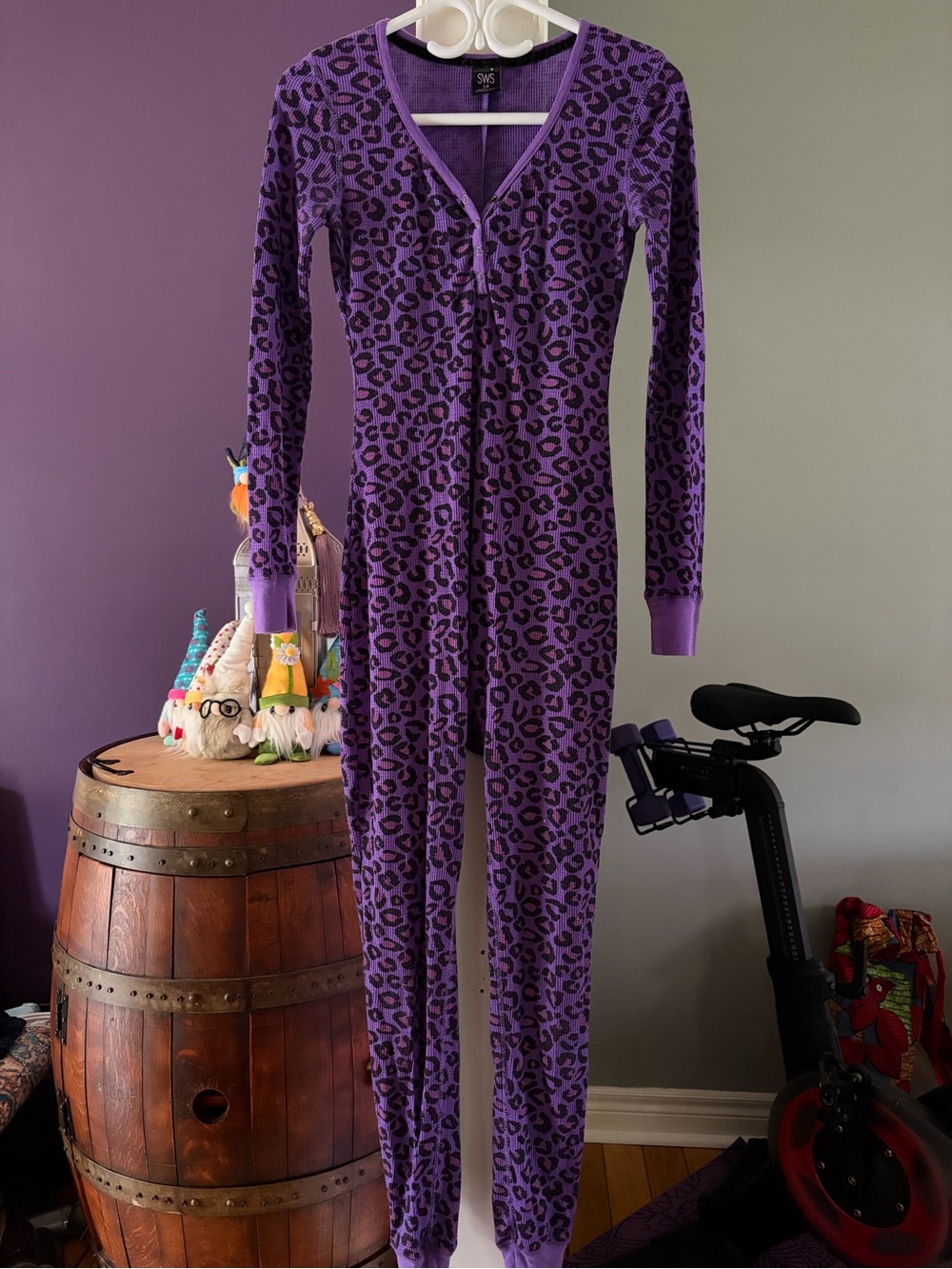 SNS Purple Leopard Women's One-Piece Pajama